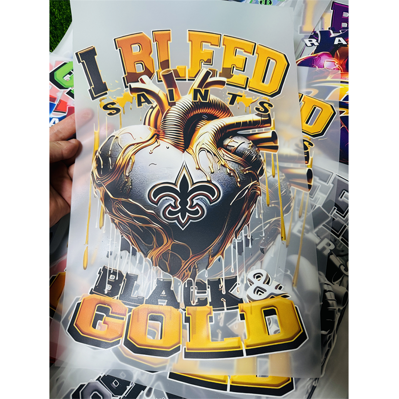 Wholesale Custom NFL team Dtf Printing SAINTS plastisol heat transfers Screen Transfer Sticker Designs For Garment