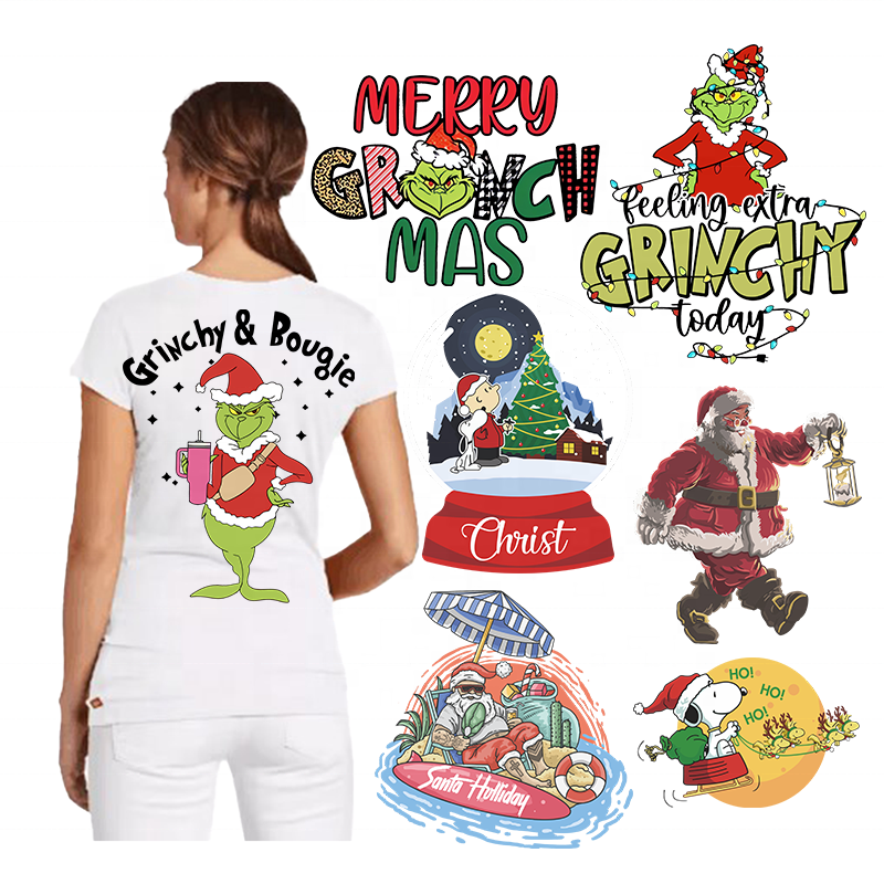 Iron On DTF Digital Heat Press Printed Labels Services Custom Christmas HTV Plastisol Thermal Transfer Printing Stickers