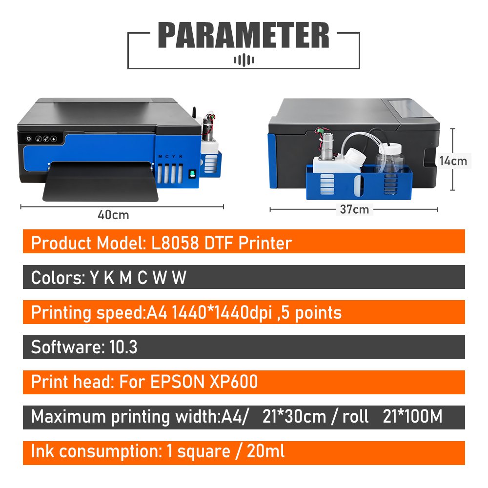 Fast printing A4 L8058 automatic digital transfer printing PET film printer DTF t shirt printing machine for clothes