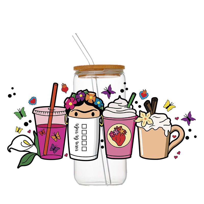 Custom 16oz UV DTF Cup Packaging PET and Plastic Sticker for Tumblers Mugs Bottles Water Transfer Printing Method
