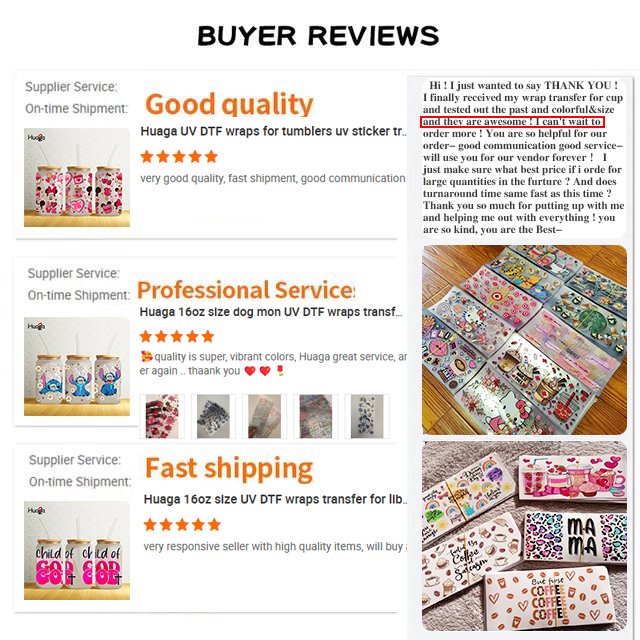 Huaga uv dtf cup wrap transfers Wholesale High Quality Custom Logo Design 3D uv dtf print sheet