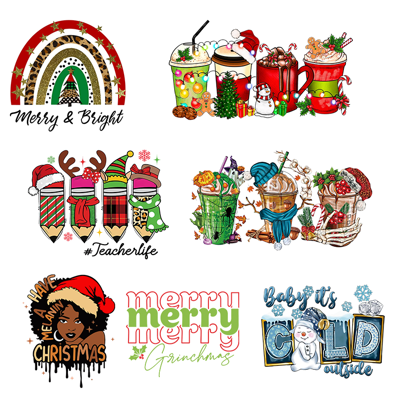 Christmas Trees Bow Coquette Good price uv dtf heat transfers sticker dtf transfers designs ready to heat press on shirts