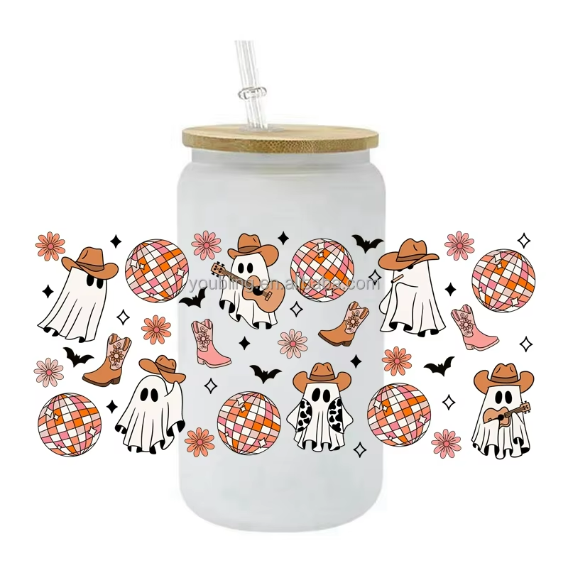New Halloween UV DTF Cup Wrap Transfers Water Transfer Printing Heat Transfer Washable Waterproof Clothes Mugs Pet Glass
