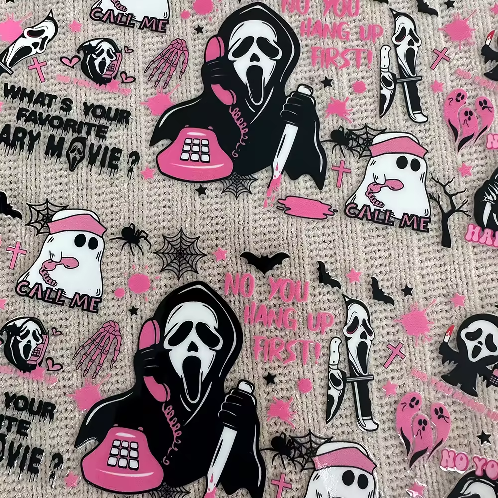 New Halloween UV DTF Cup Wrap Transfers Water Transfer Printing Heat Transfer Washable Waterproof Clothes Mugs Pet Glass