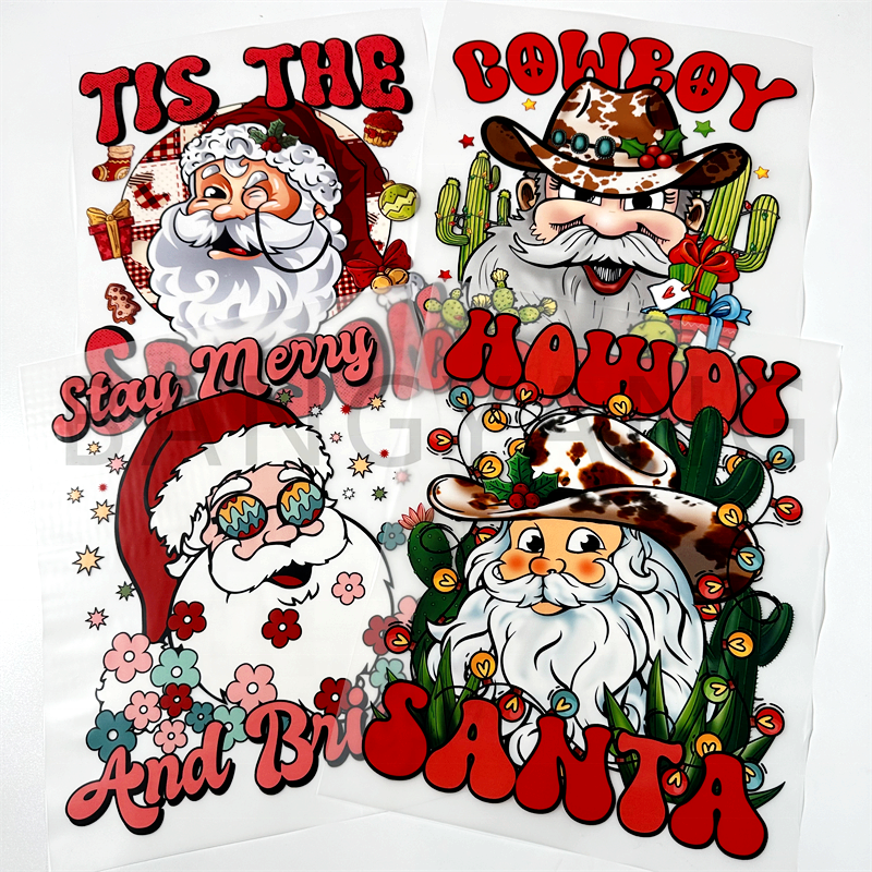 Christmas Factory Custom Heat Transfer Film Designs Dtf Transfers Ready to Press Logo Heat Transfer Sticker Iron On Garments