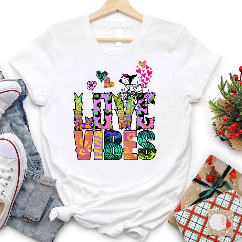 Love Vibes Valentine's Day DTF transfer Print for Shirt