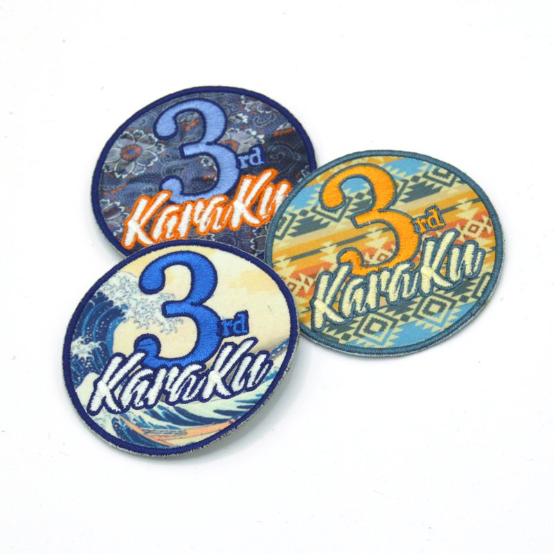 Best selling digital custom sublimated heat transfer print embroidery patch woven label over-lock edge patch manufacturer