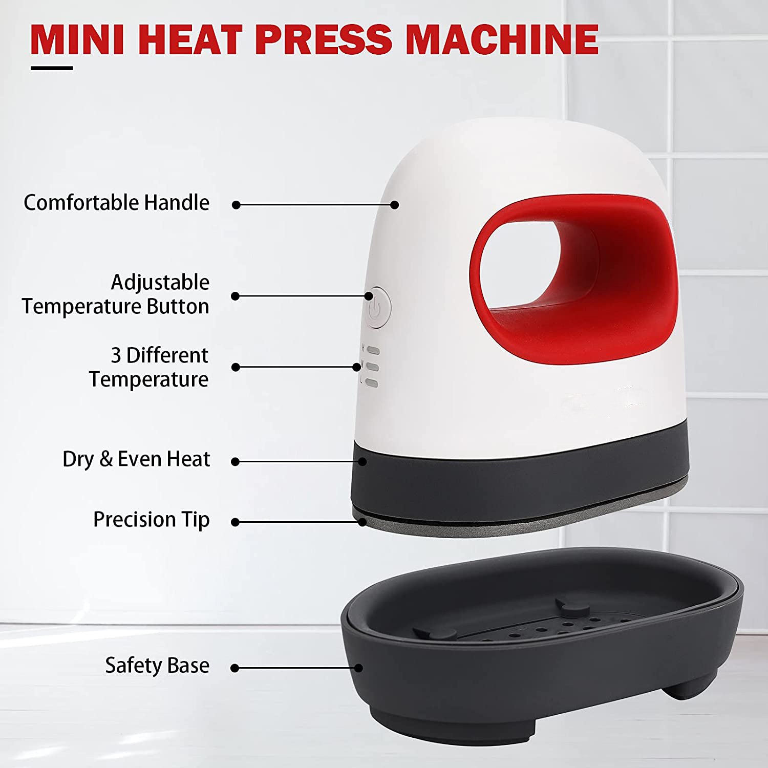 DMSC3 Small Portable Electric Iron Mini Heat Press Machine for T-shirt DIY Logo Transfer Printing