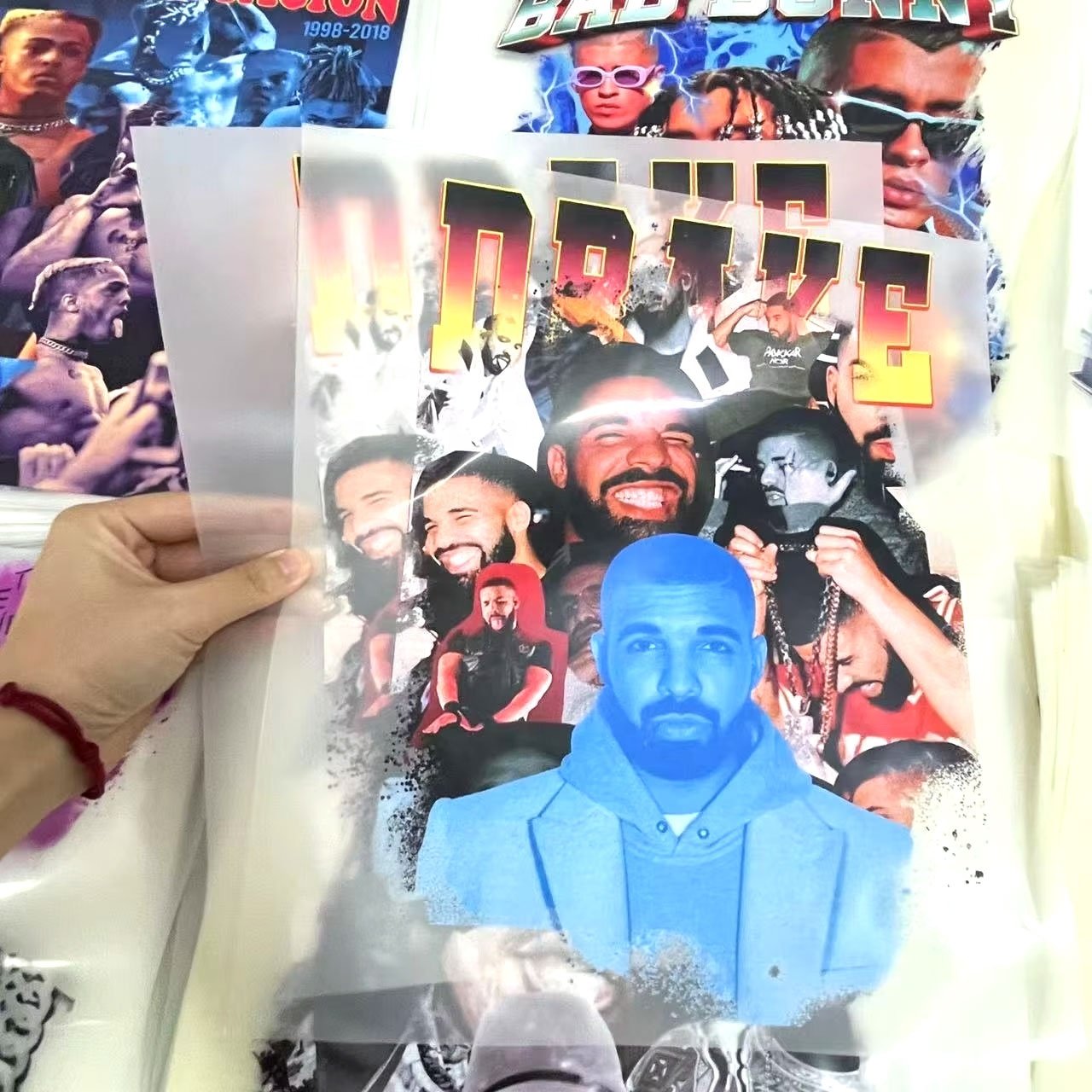 Factory custom hip pop heat transfers heat press sticker transfer printing designs logo dtf film iron on transfer print on t-shi