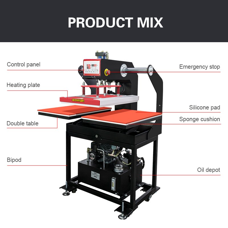 High Quality Hydraulic T-shirt Heat Transfer Printing Press 60*40 Sizes Heat Transfer Machine