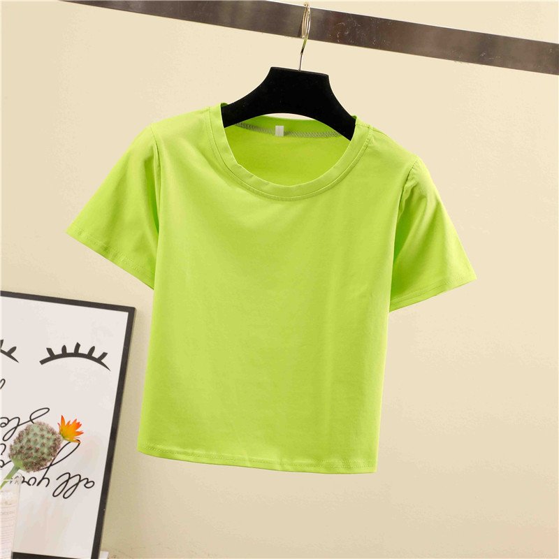 HGS022104 2022 Fashion Wholesale Bulk Custom Logo Sexy Corset Blank Tops Crew Neck Fitness Plain Women'S Crop Top T Shirt
