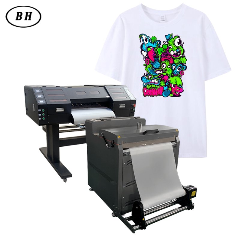 60cm Roll to Roll DTF Heat Transfer Printing Machine I3200 Head Fluorescent Color Digit Printer with Powder Shaking Duster
