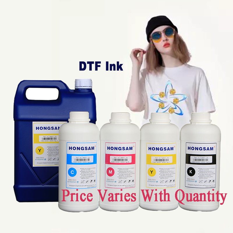 Premuin sediment free fluorescent transfer film ink white pigment textile dtf ink for Epson xp600