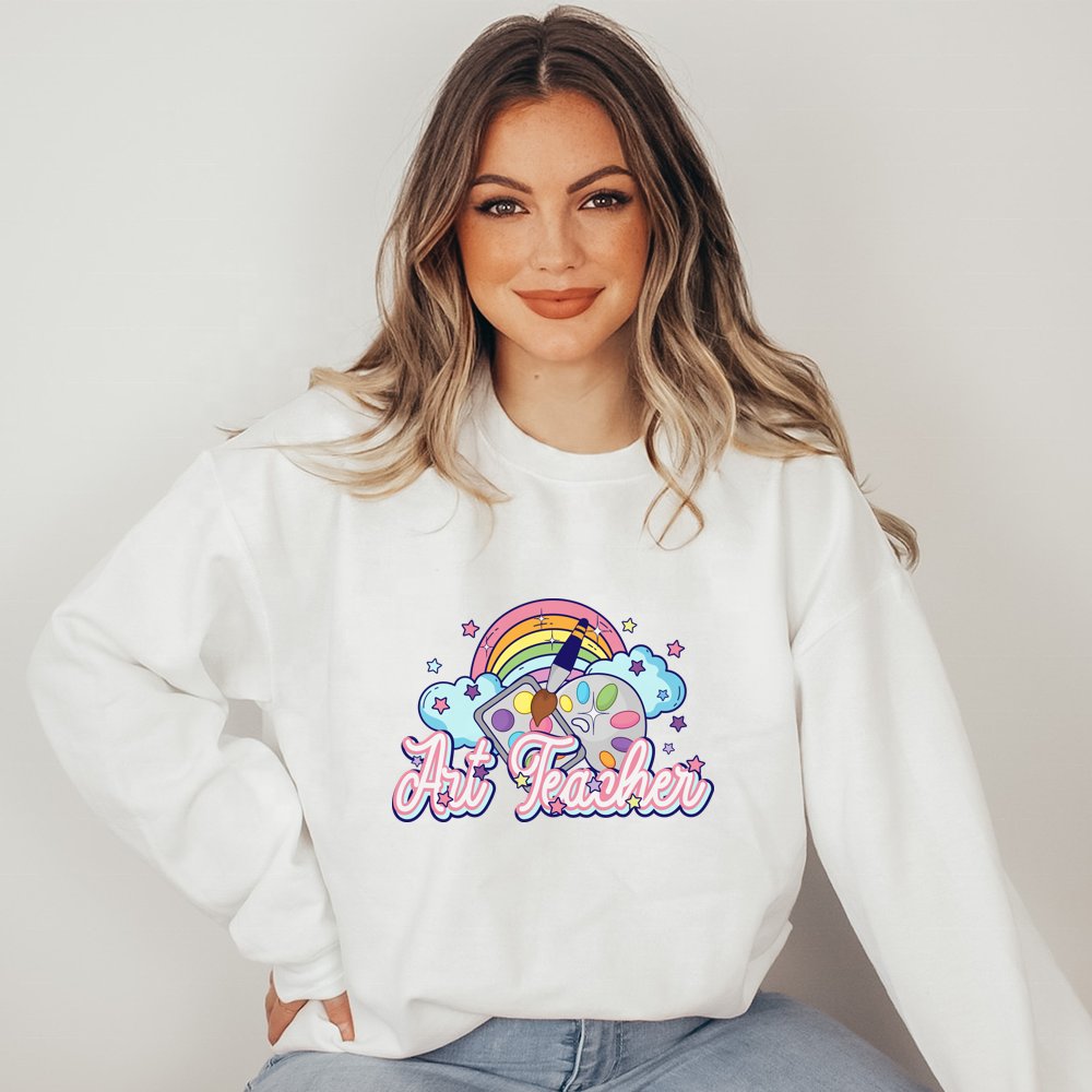 Teacher Maestra Rainbow Ready To Press Heat Transfer Printing Back To School Custom DTF Print Transfer Stickers For T-shirts