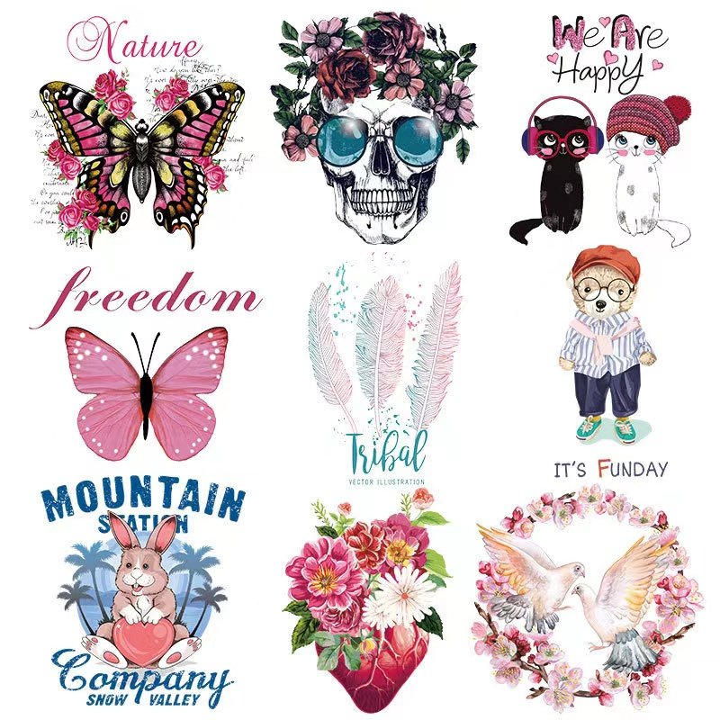 cheap custom screen printed designs plastisol iron on clothing label papers transfer printing heat transfer for tshirts