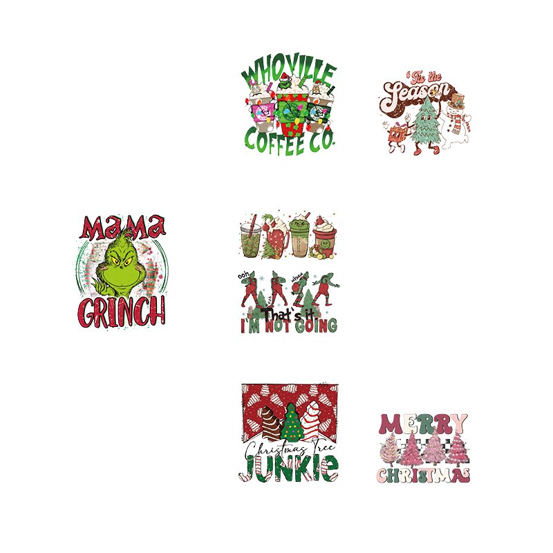 Custom christmas t shirt dtf film iron on Vinyl Design Heat Transfer Label a3 dtf printer heat transfer printing service patches