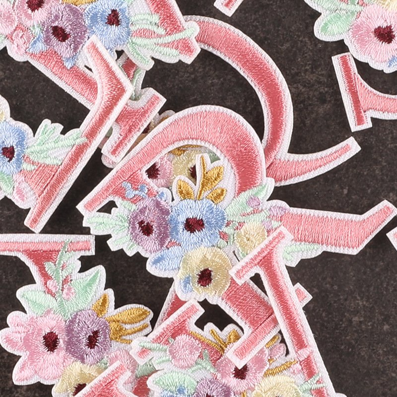 Height 4.8cm Iron On Patches Bulk Felt Flower Letter Embroidery Heat Transfer Patches For Shirts