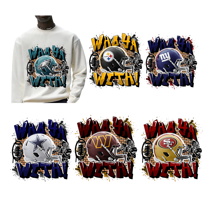 custom Iron on Decals for T-Shirts NFL Heat Transfer Stickers Washable Vinyl for DIY Shirt Pillow Canvas Bags