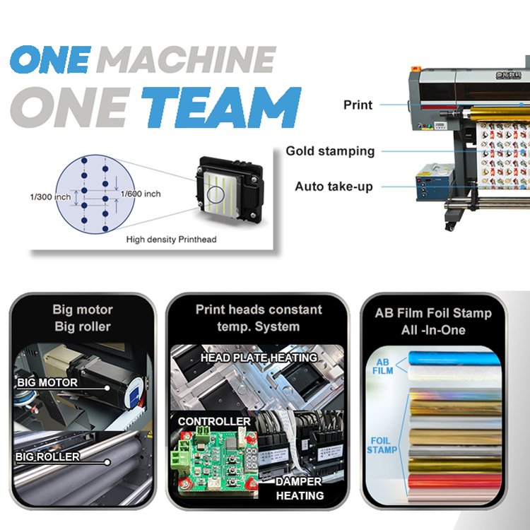 High Speed Dual Lamination All In One 60CM i1600 Gold Foil UV Transfer Labels UV DTF Printing Printer