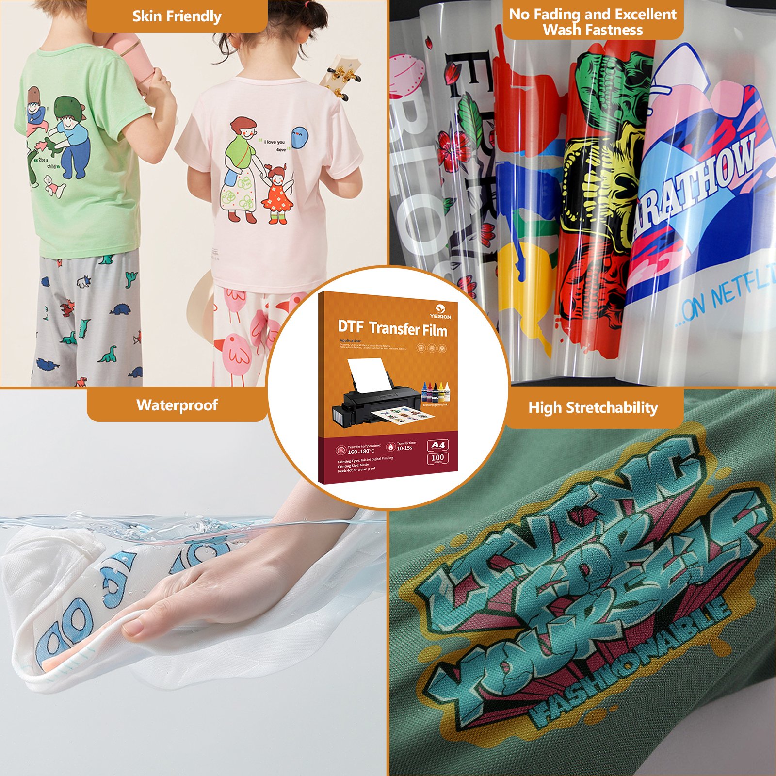 Customized Size Cold Peel And Hot Peel Heat Transfer DTF PET Film Prints For T Shirts Clothing