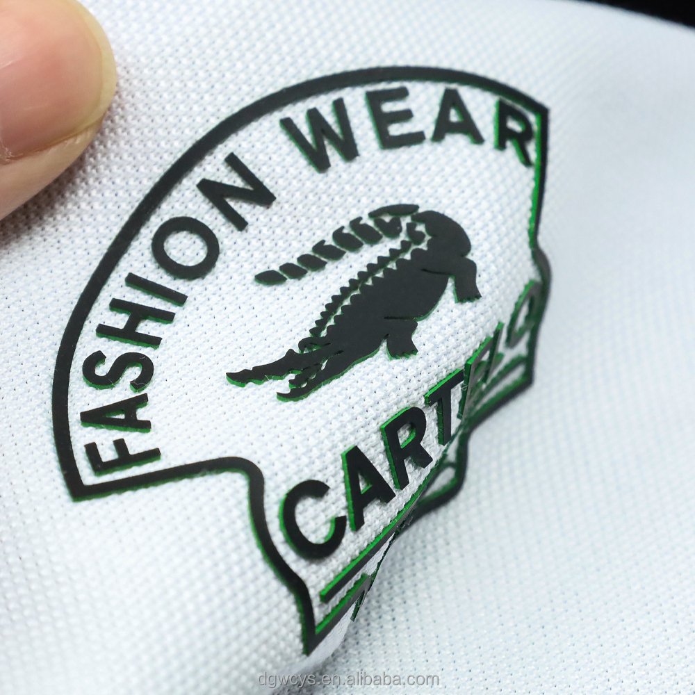 Factory Custom Silk Screen Printing Rubber Brand Logo Sticker 3d Raised Effect Soft Silicone Heat Transfer Labels for Clothing