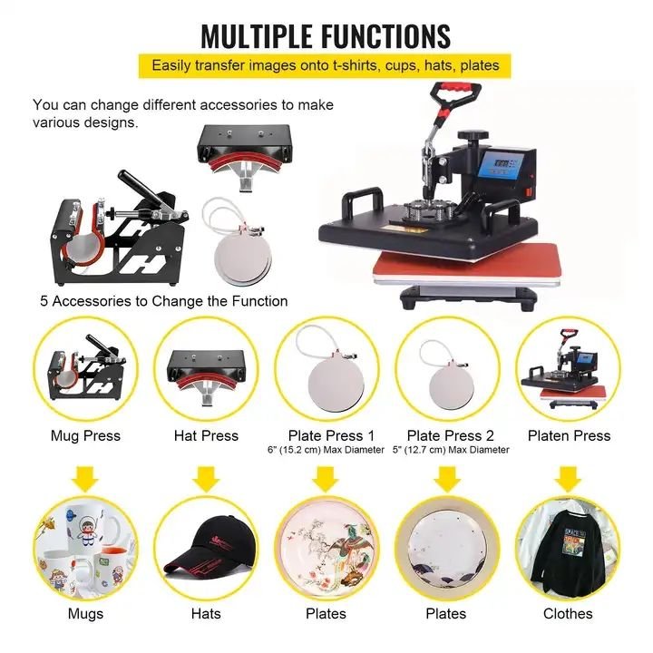 MIDA 38*38cm 15-in-1 Combo Digital Multifunction Sublimation Heat Press Semi-Automatic Heat Transfer Printing Machine