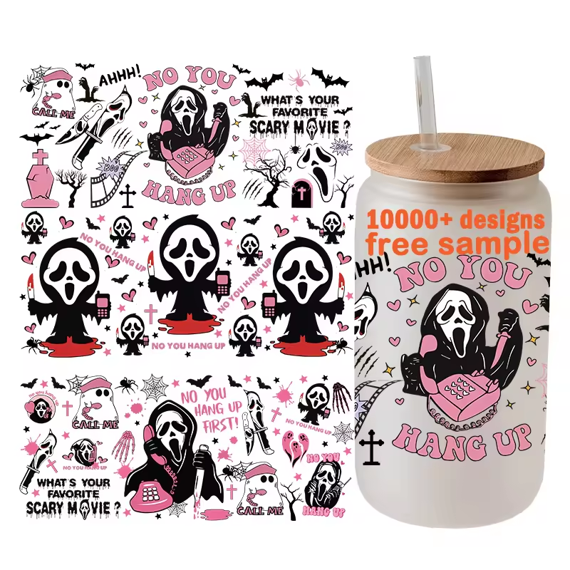 Custom Halloween UV DTF Cup Wrap Washable Water Transfer Printing Design for Fabric and Mugs Heat Transfer Technique