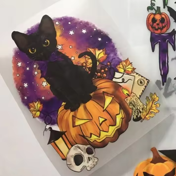Custom Halloween UV DTF Cup Wrap Washable Water Transfer Printing Design for Fabric and Mugs Heat Transfer Technique