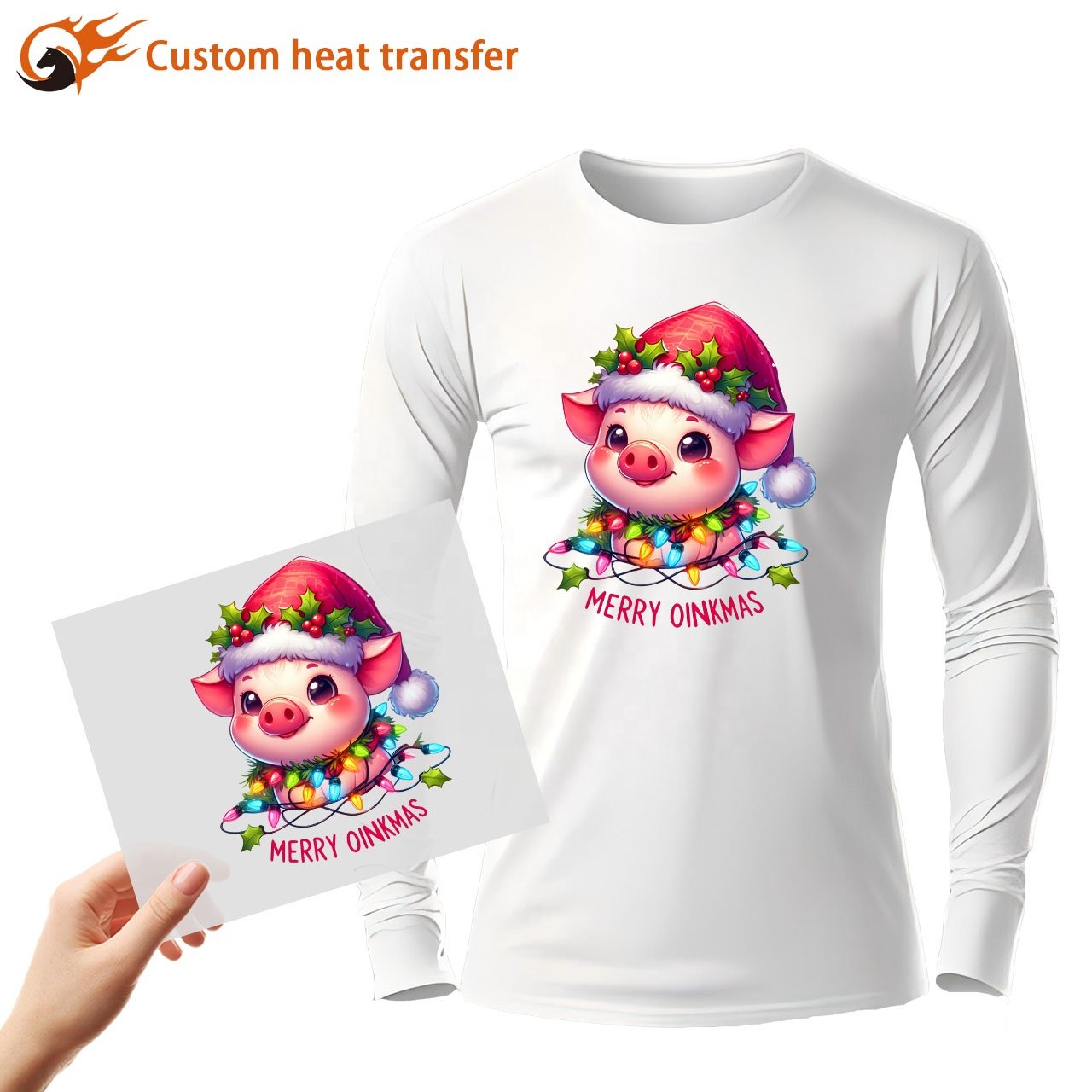 Wholesale custom dtf transfers christmas plastisol screen labels vinyl logo heat press stickers transfer printing for garment