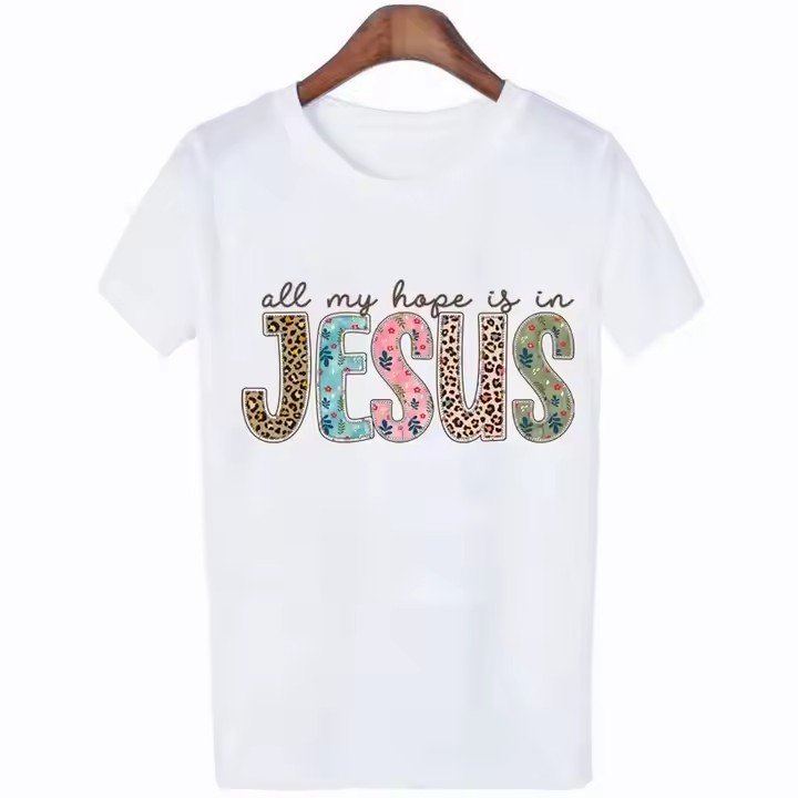 Free sample Dtf Heat Transfer Printing Stickers For T-Shirts Clothing Jesus Colorful Label Vinyl Washable Ready To Press Vinyl