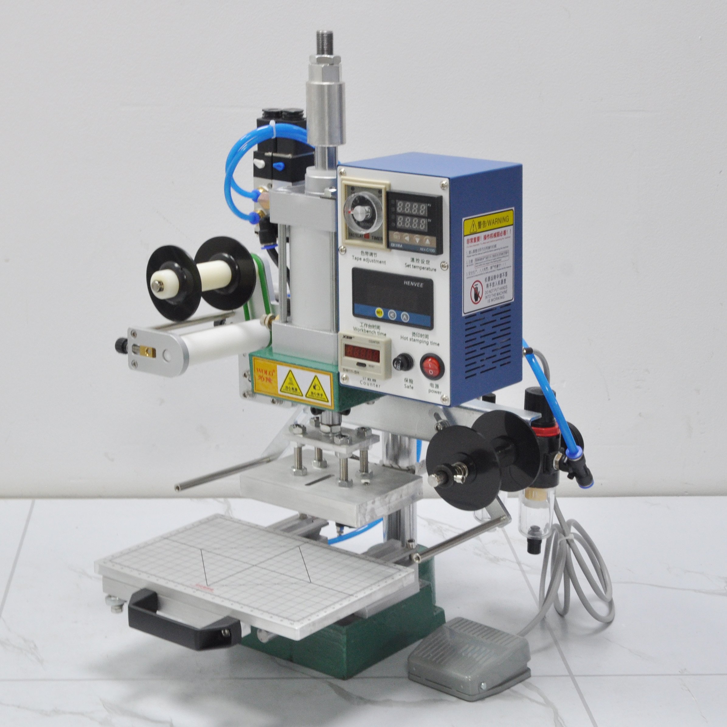 Automatic Foil Feeding Pneumatic Hot Stamping Machine For Leather Embossing Wood Brand Logo Custom for Plastic box cover