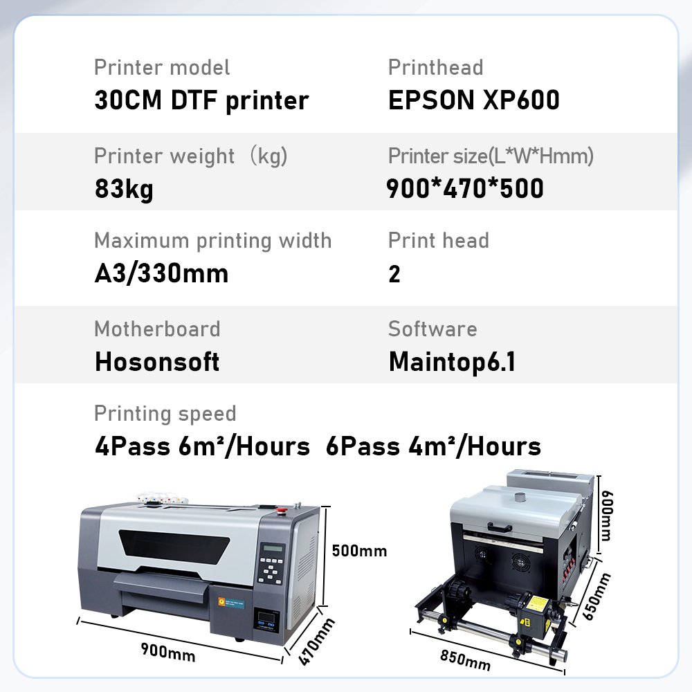 Small Business Dual XP600 Dtf Printer Printer Printing Machine for T-shirt Transfer Printing A3 13 Inch with Free software