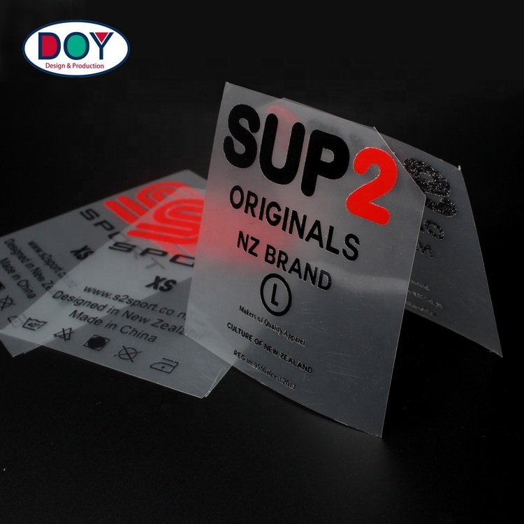 Maker Custom Brand Name Iron on Heat Transfer Printed Vinyl Wash Care Labels Stickers for Clothing