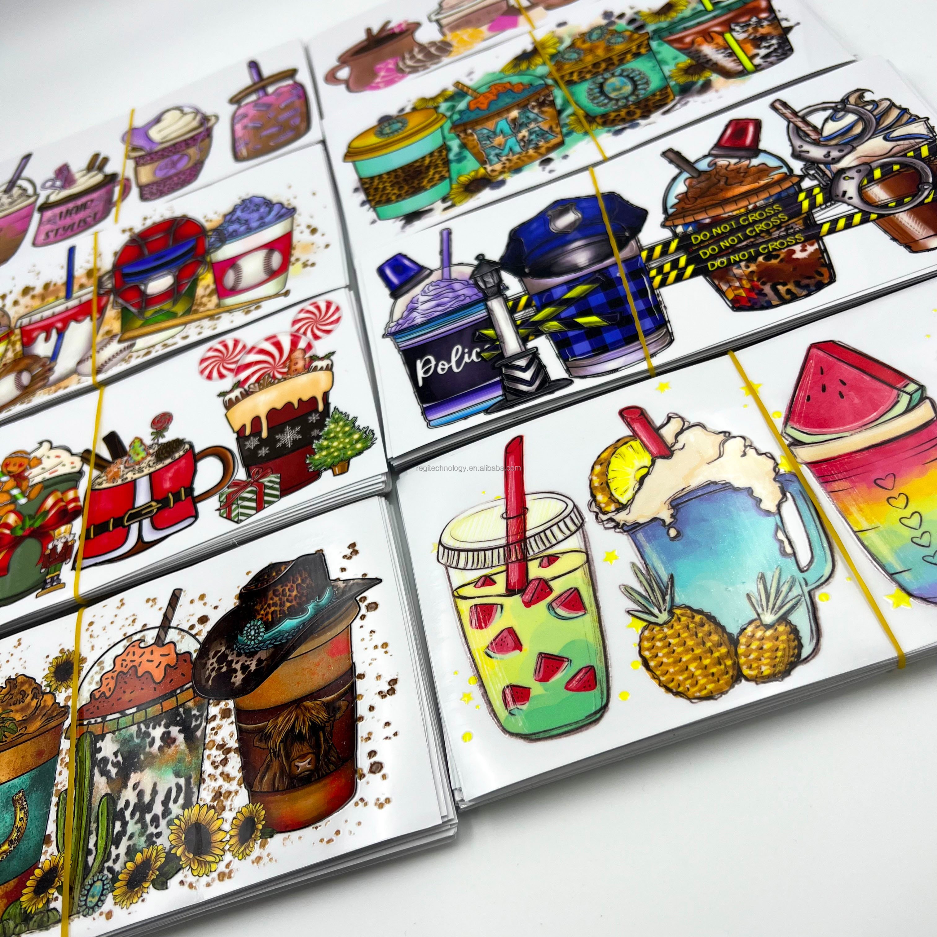 Cute cartoon anime KT cat Custom Transfer Cup Wraps Full Color UV DTF sticker For Tumblers 16oz Glass Cups Bottle Cans
