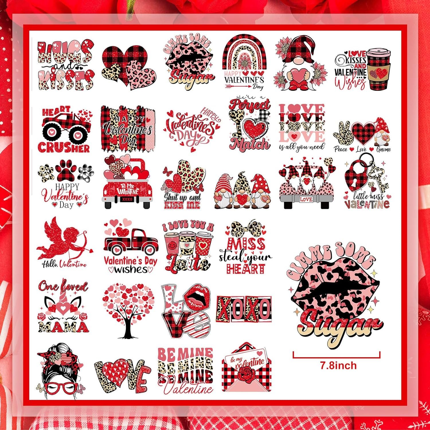 On Transfers Patches Decals Appliques on Decals Heat Transfer Sticker Valentines Day Mardi Gras Iron for T Shirts Iron Garment