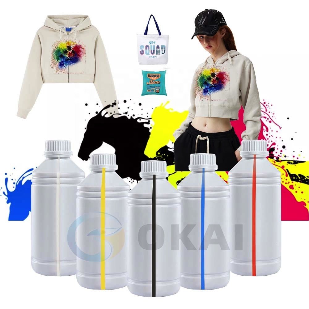 OKAI High Density Water based Pigment White dtf printer printing machine Printer Transfer Printing dtf ink 1000ml