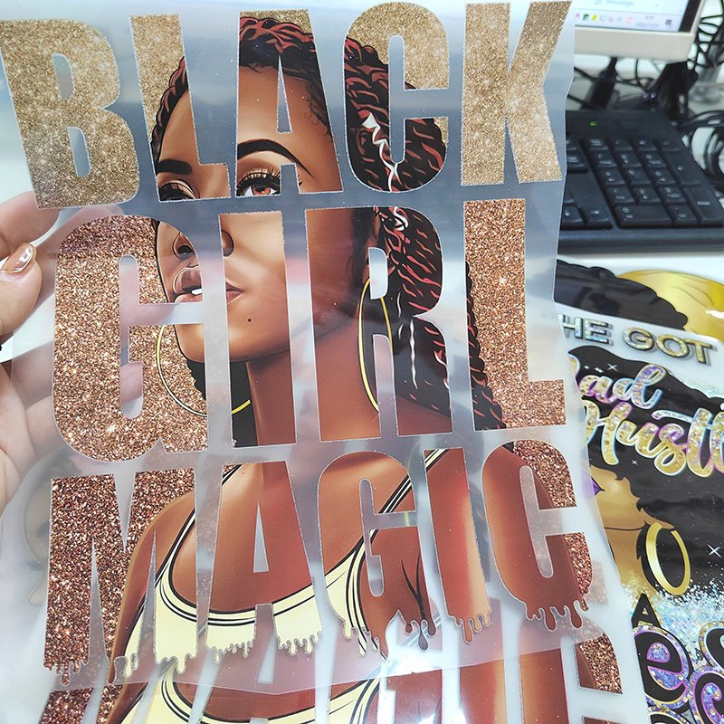 Custom Cool T-shirts Clothes Stickers Iron Black Girl Heat Transfer Paper Garment T Shirt Heat Transfer Printing Film 100 Pcs