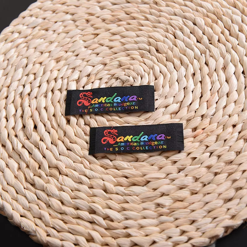 Factory Price Private Woven Damask Satin Brand Tags Custom Logo Tag etiquette Personalise Vetement Woven Label For Clothes Print