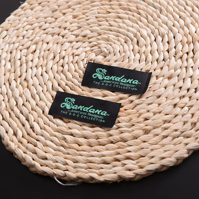 Factory Price Private Woven Damask Satin Brand Tags Custom Logo Tag etiquette Personalise Vetement Woven Label For Clothes Print
