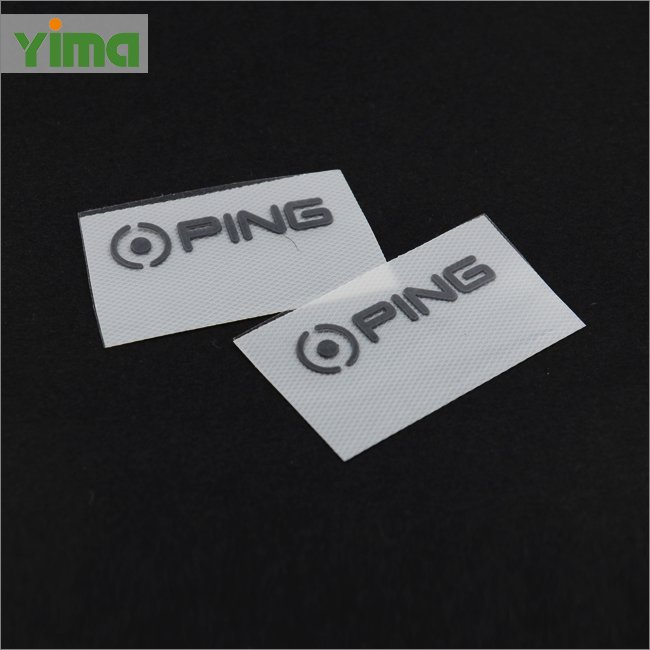 Customized satin woven label brand LOGO 3D silicone heat transfer printing luxury cotton label for clothing accessories
