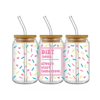 High Quality UV DTF Cup Packaging Waterproof Washable Glass Material for Water Transfer Printing Heat Technique for Mug Use