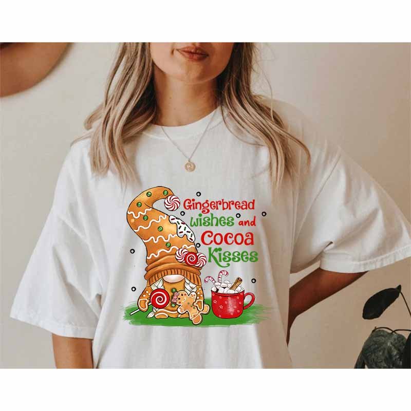 Christmas Dtf Transfers Gingerbread Man Cartoon Custom Logo Heat Transfer Printing Dtf Iron Sticker For T Shirt