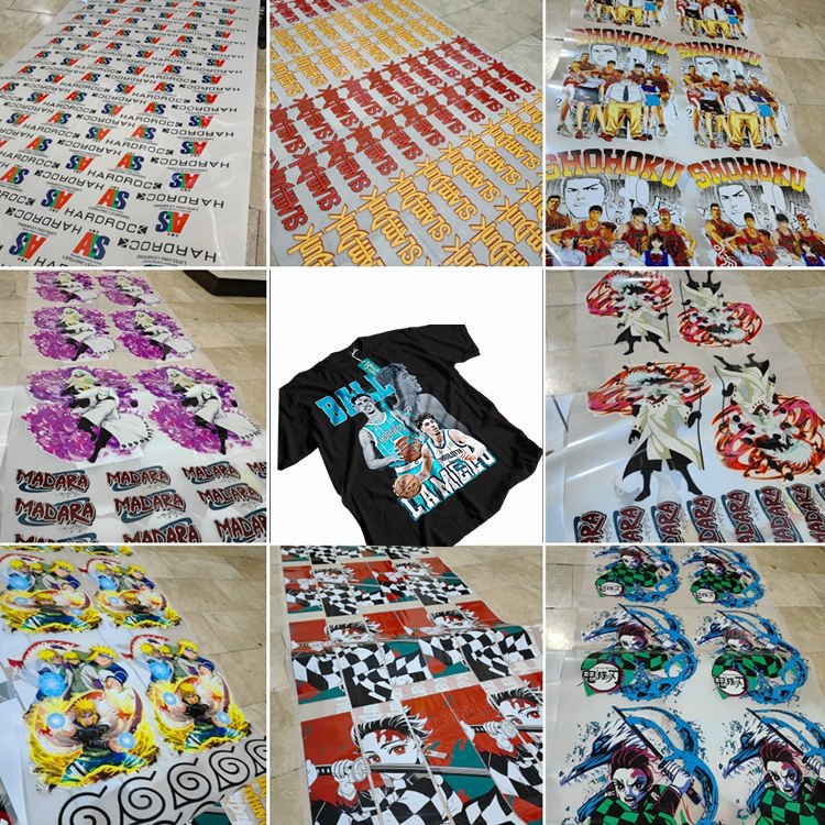 HOT selling custom Plastisol Heat Transfers Designs Logo Sticker Clear Film Screen Print Transfers Dtf Transfers For Garments