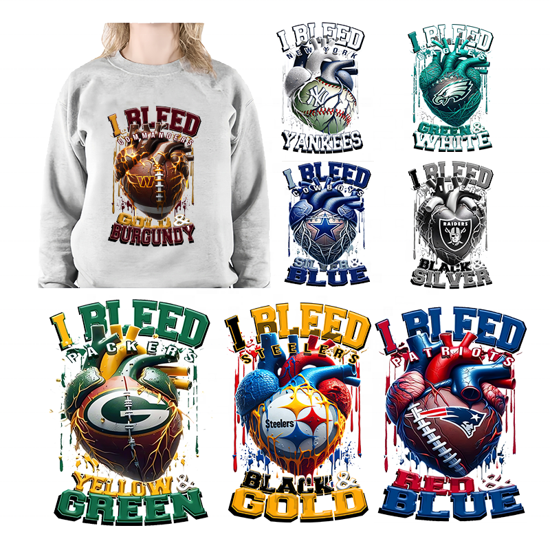 wholesale NFL Heat Transfer Designs Printable Plastisol DTF Vinyl Film Heat Transfer Designs For T Shirts