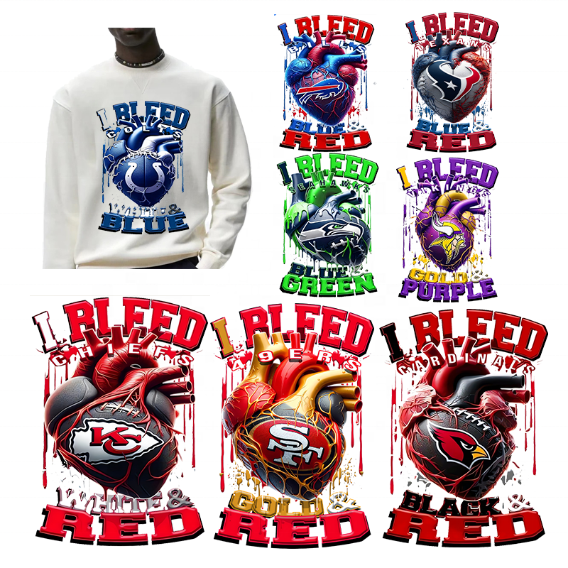 wholesale NFL Heat Transfer Designs Printable Plastisol DTF Vinyl Film Heat Transfer Designs For T Shirts