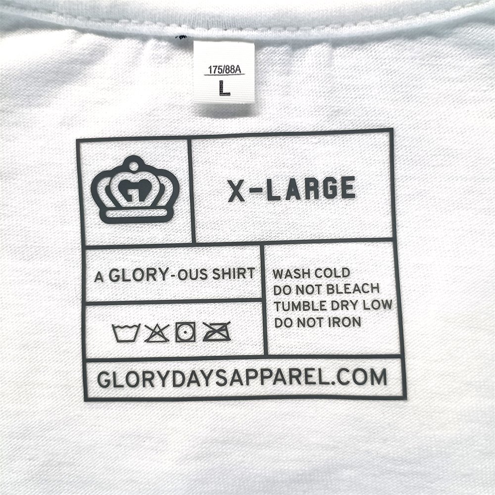 Custom Brand Logo Print Sport Shirt Swimwear Garment Heat Press On Tagless Heat Transfer wash Care Label For T-Shirt Cloth