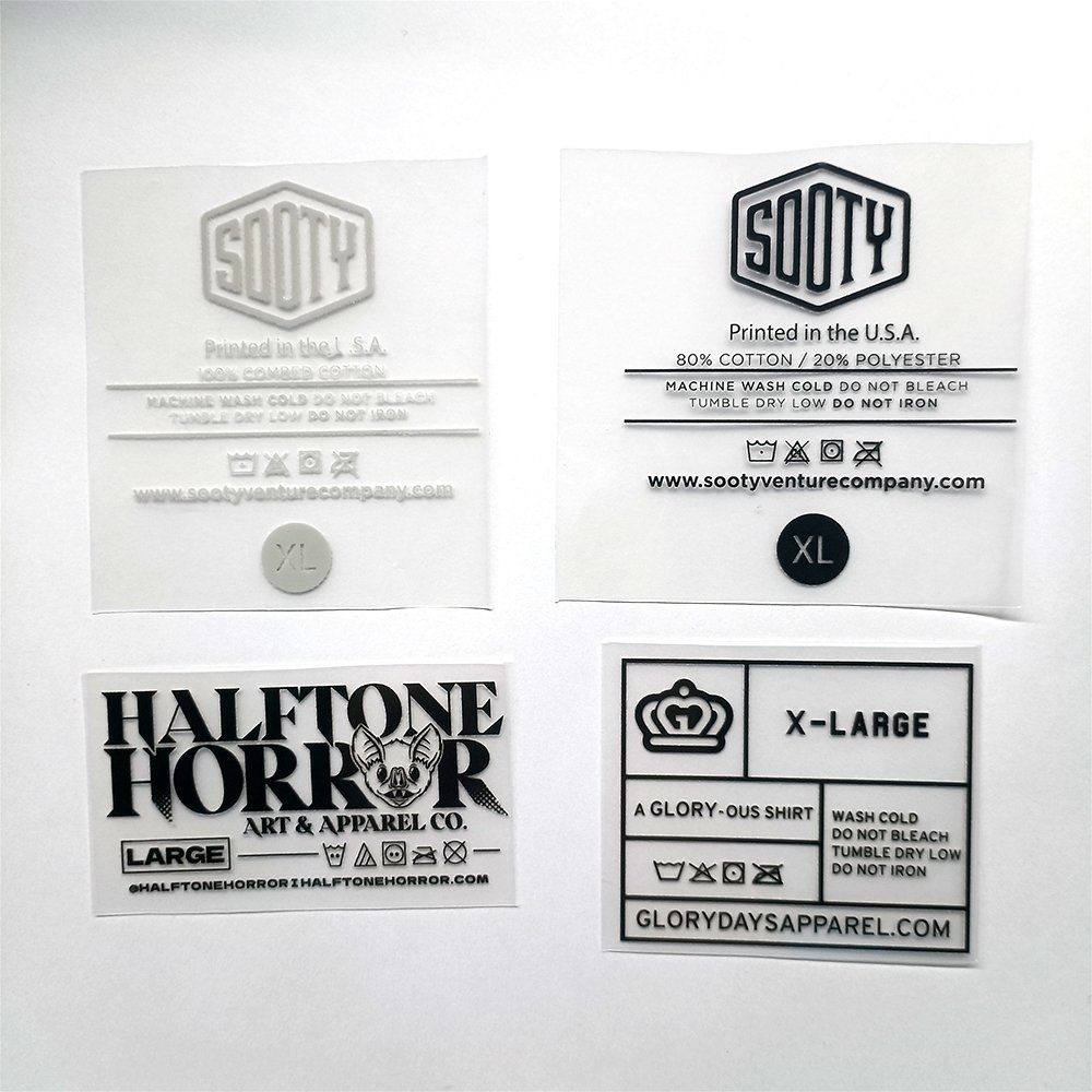 Custom Brand Logo Print Sport Shirt Swimwear Garment Heat Press On Tagless Heat Transfer wash Care Label For T-Shirt Cloth