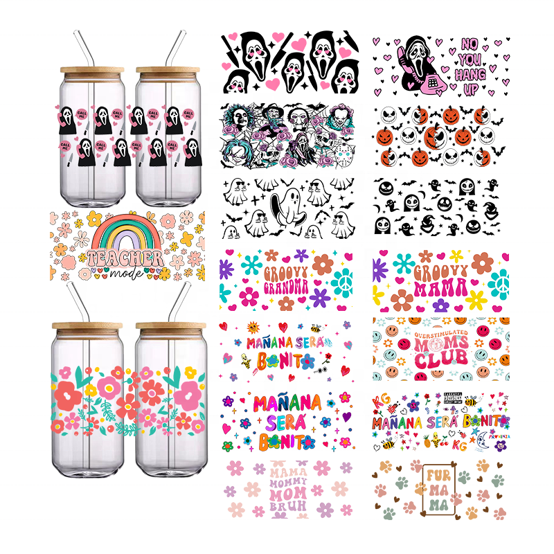 Factory wholesale High quality 16oz uv dtf cup wrap transfers uv dtf cup wrap cups transfer