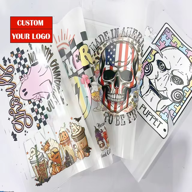 DTF Ready To Press Wholesale Custom Design Heat Press Stickers Transfer Heat Transfer Printing Stickers On T Shirt Fabric