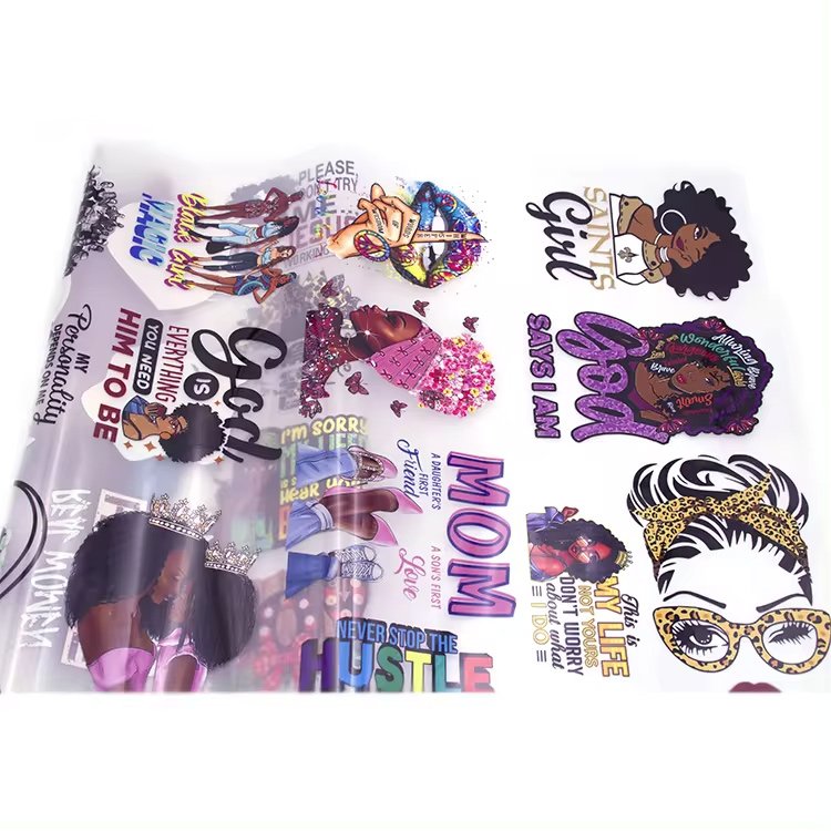 DTF Ready To Press Wholesale Custom Design Heat Press Stickers Transfer Heat Transfer Printing Stickers On T Shirt Fabric